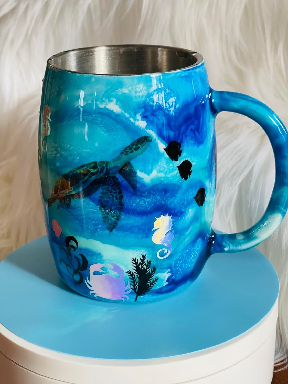 Cool Blue Tornado Coffee Mug by Unique Liquid Art Finds Store